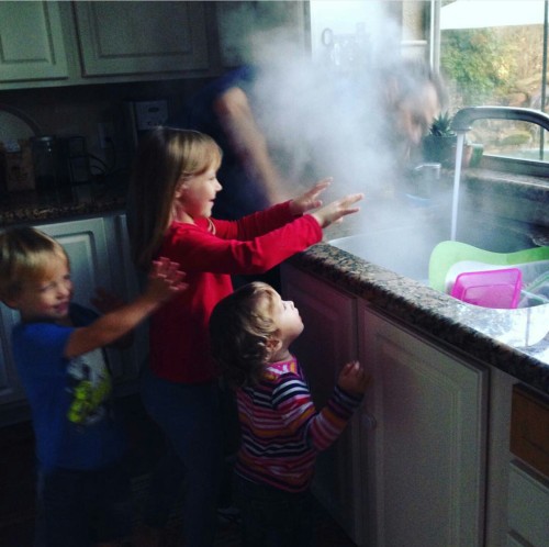 Molly's husband gets the kids involved in the kitchen